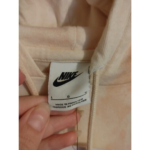 Nike Womens Hoodie Oversized Tie Dye Look Pink Cream Large NWT - Picture 2 of 5